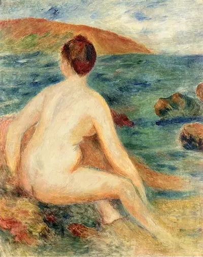 Nude Bather Seated by the Sea Pierre-Auguste Renoir